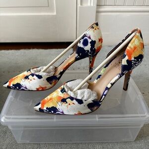 Vince Camuto Orange and Blue Floral Heels